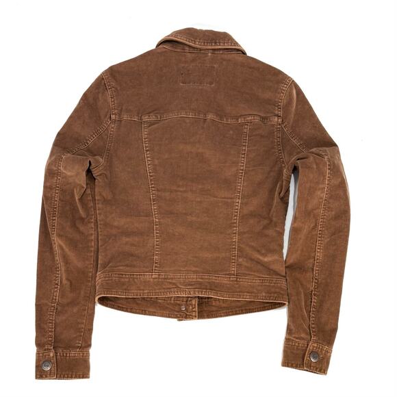 Aeropostale Trucker Jacket Womens Sz XS Brown Corduroy Button-Up Stretch Coat - Picture 11 of 11